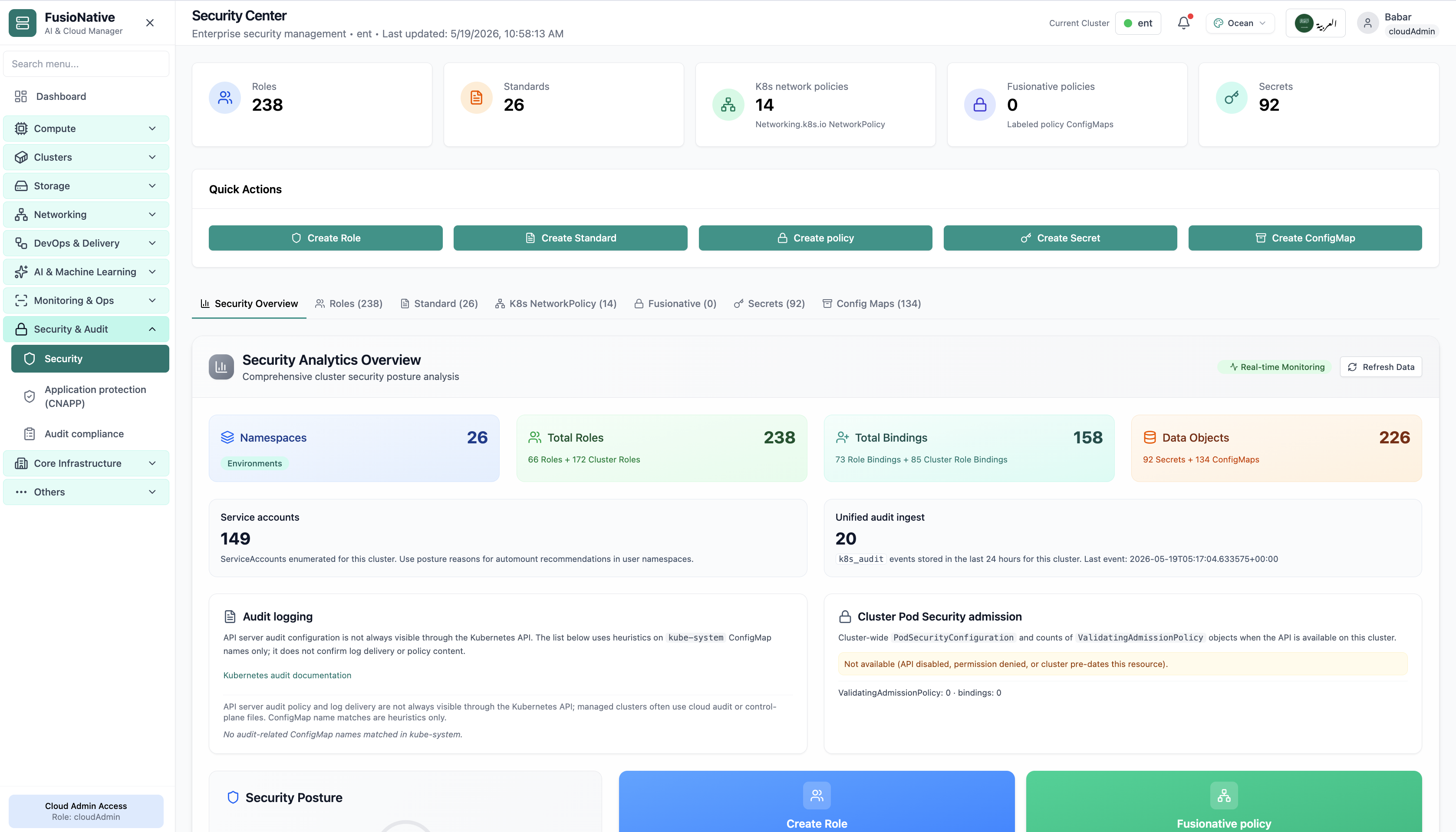 Security center overview and analytics.